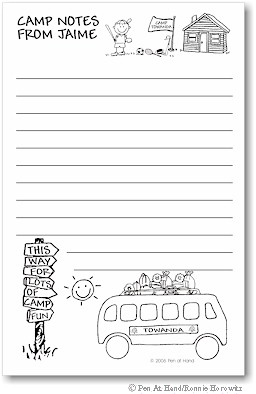 Pen At Hand Stick Figures - Large Single Color Camp Notepad (Camp Bus)